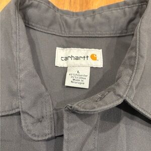 Carhartt Gray Work Shirt Sz L | SXmark Outdoor Tour Embroidered | Button Up